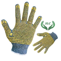 grey safety gloves with yellow dotting CEMERLANG