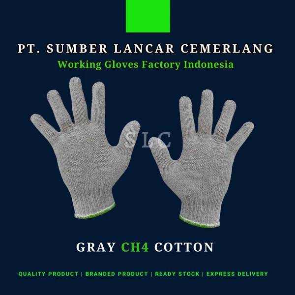 Plain Gray 4 Thread Work Gloves