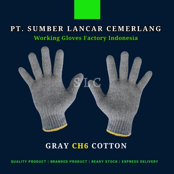 Plain gray 6-thread work gloves