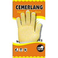 Bleached White Safety Gloves with Yellow Dotting