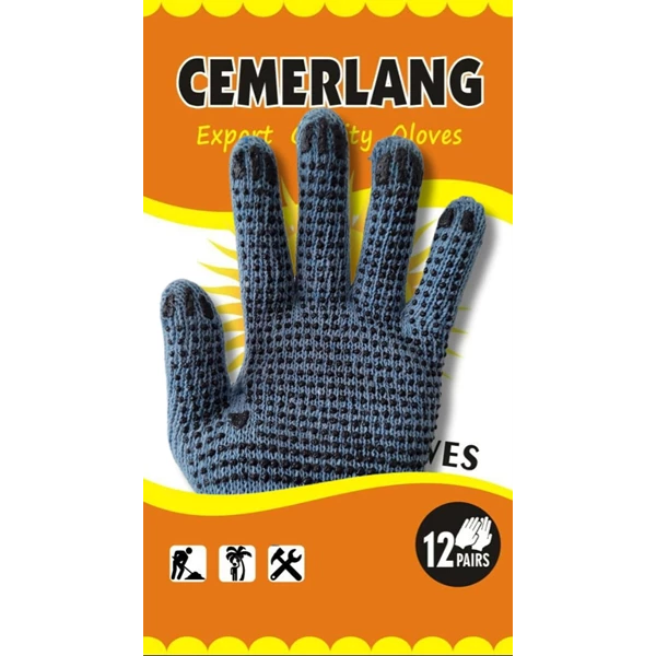 Light Blue Safety Gloves Black Dotting