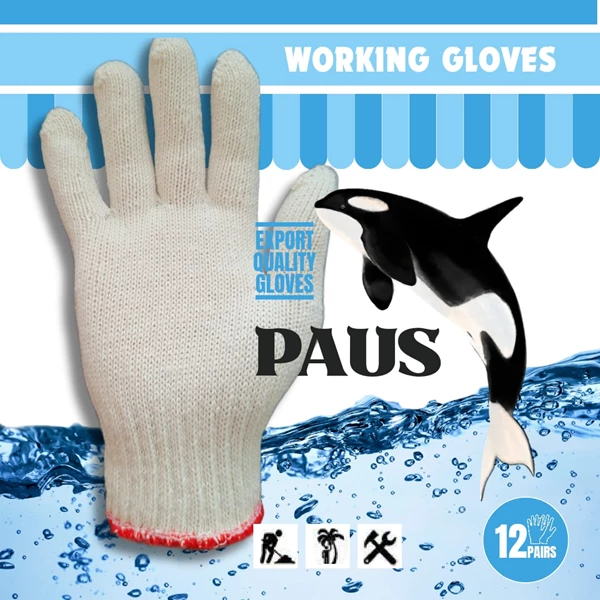 Knitted Safety Gloves Plain Cotton Color "Paus"