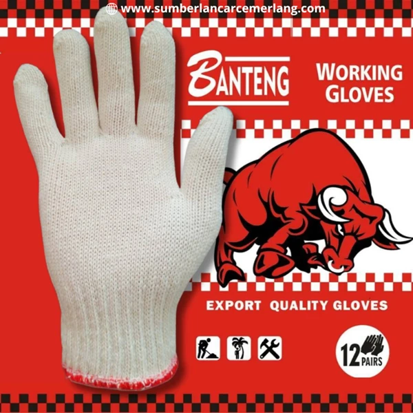 Sarung Tangan Kain  Polos Warna Putih B3 Merk Banteng Terbaik di Balikpapan