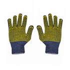 grey safety gloves with black/yellow dotting  2